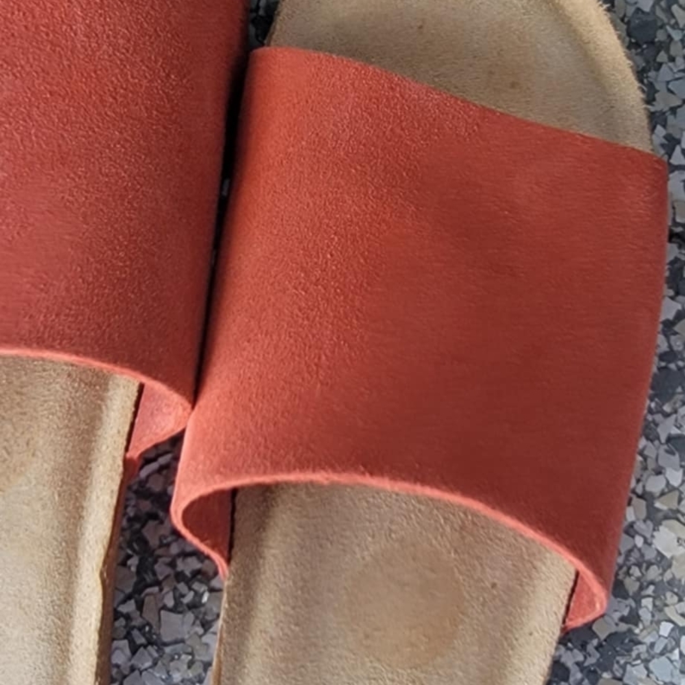 Women's Orange Slide Sandals Made In Italy - Picture 3 of 8